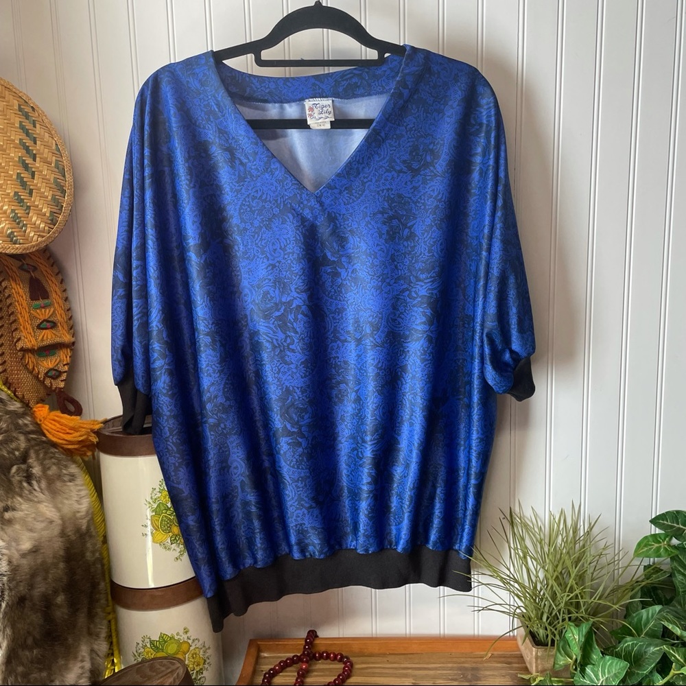 Vintage Tiger Lily Floral Top Size 22W
